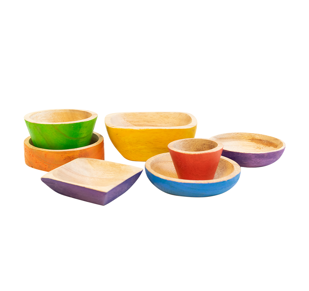 Rainbow Wooden Bowls