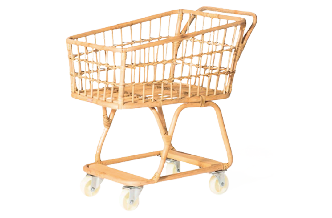 Children's Rattan Shopping Trolley