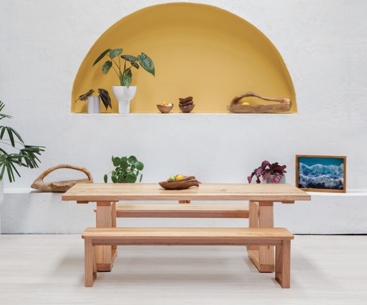 Tas Oak U-Frame Rectangle Table & Benches