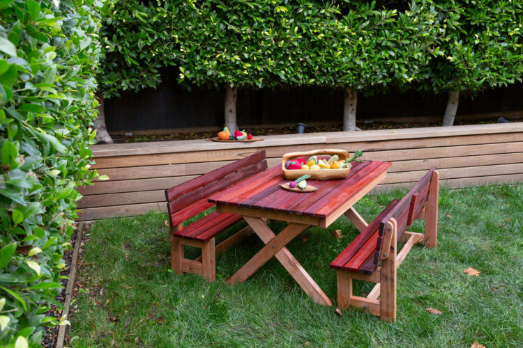 Free Standing Rectangle Table with Outdoor Benches