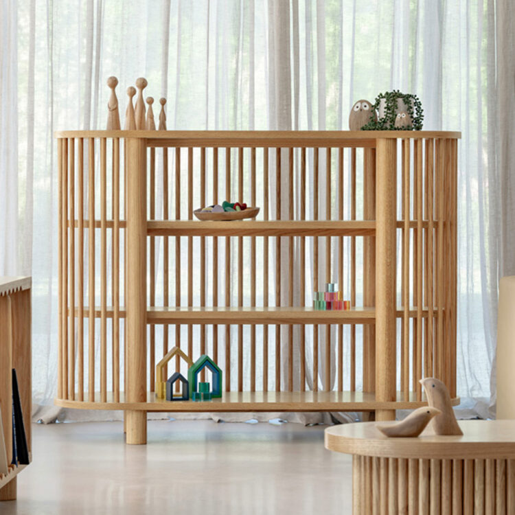 Oak Three Tiered Fluted Shelf