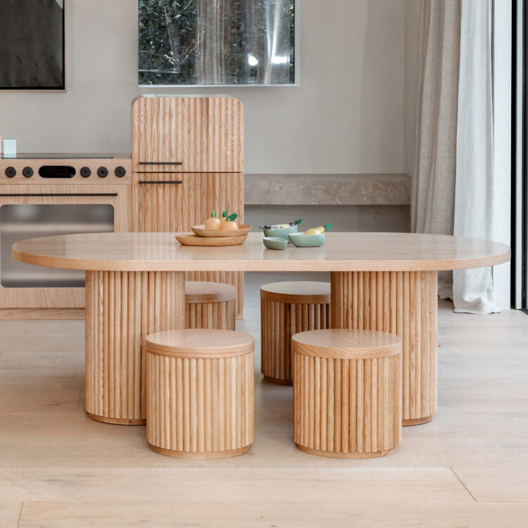 Oak Fluted Oval Table