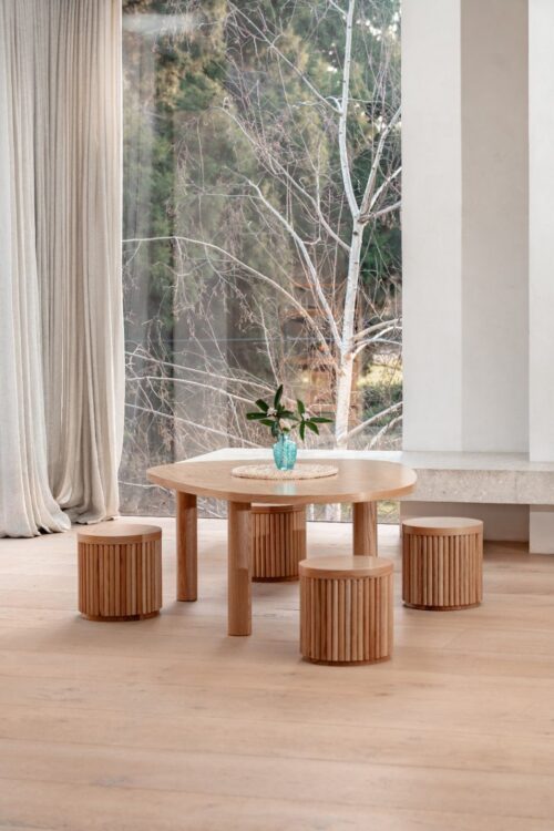Oak Fluted Stool