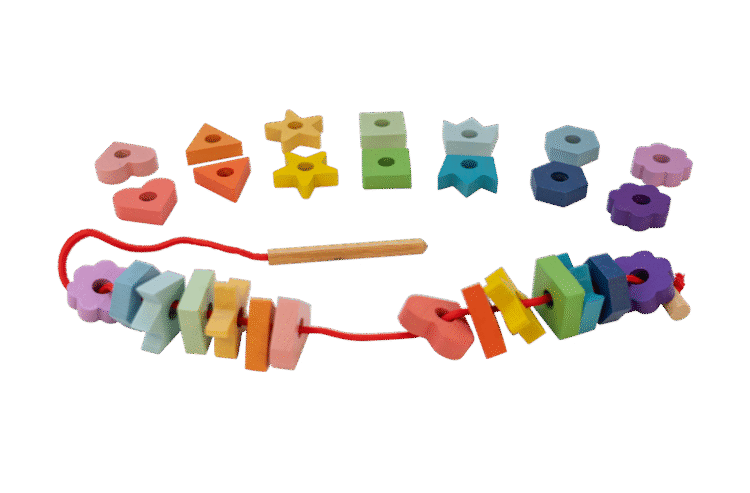 Rainbow Wooden Lacing Shapes