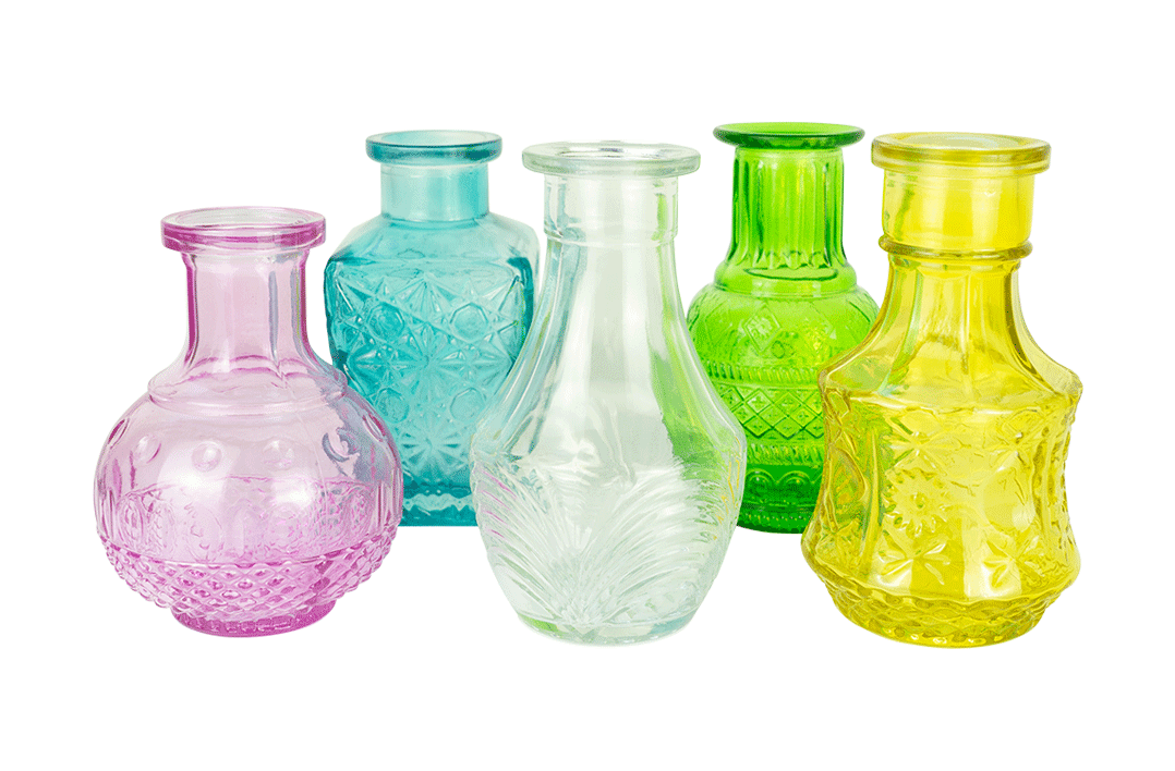 Coloured Glass Bottles 5pc