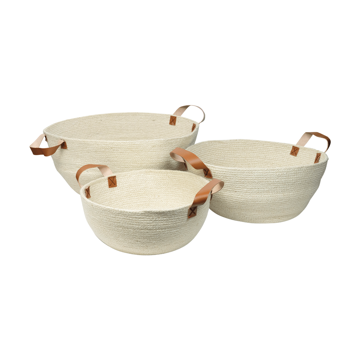 Bleached Jute Bowls White 3pc