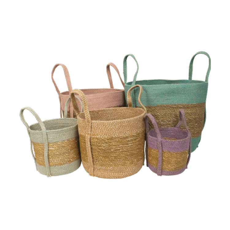 Hogla & Jute Braid Rectangle Basket 5pc