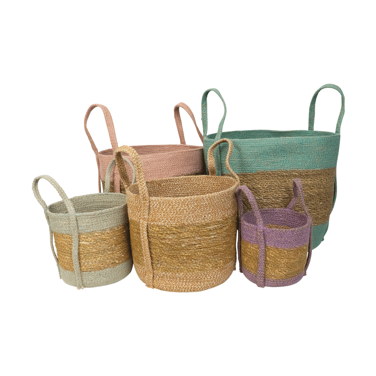 Hogla & Jute Braid Rectangle Basket 5pc
