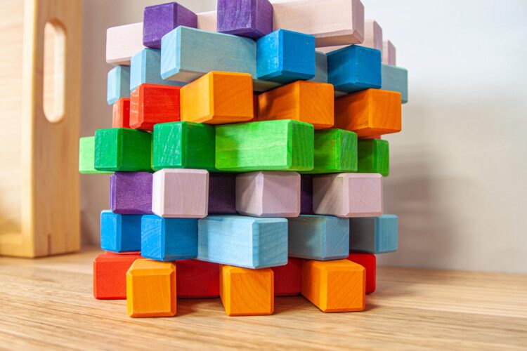 Wooden Colour Grid Blocks