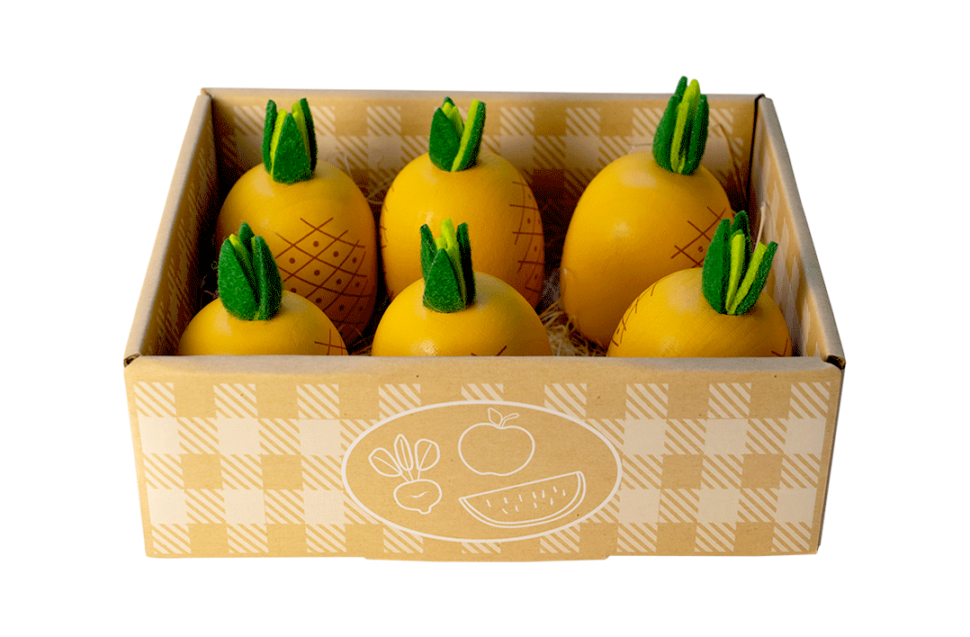 Wooden Pineapple 6pc