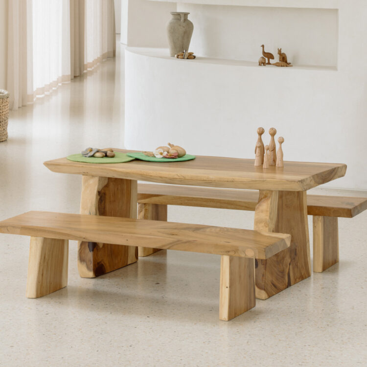 Slab Rectangle Table & Benches