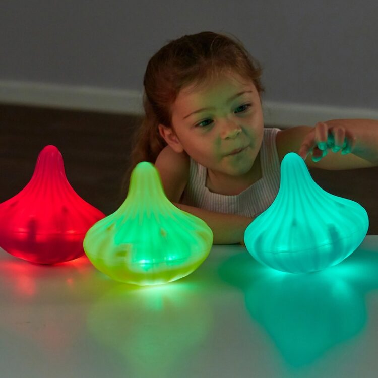 Light Up Twist & Turn Spinning Tops 4pc