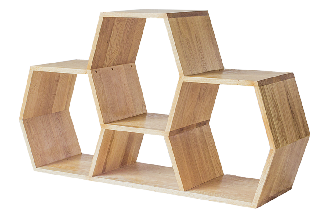 Oak Low Honeycomb Display Shelf