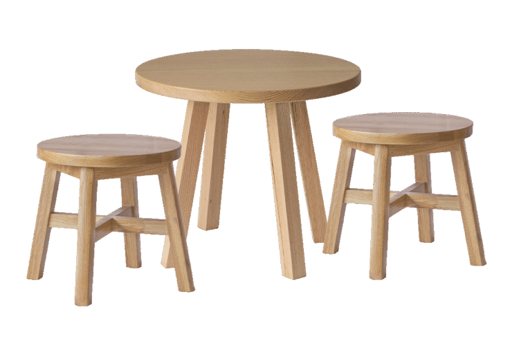Oak Round Table & Stool Set