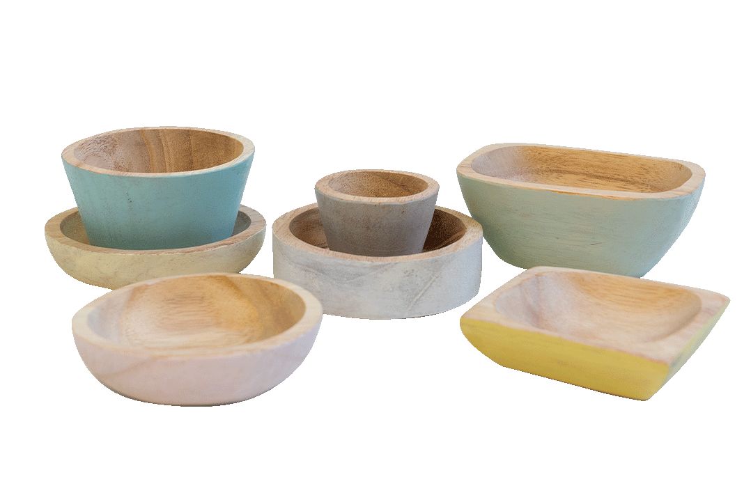 Pastel Wooden Bowls