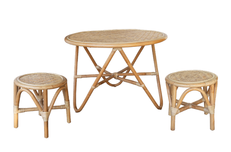 Rattan Round Table & Stools