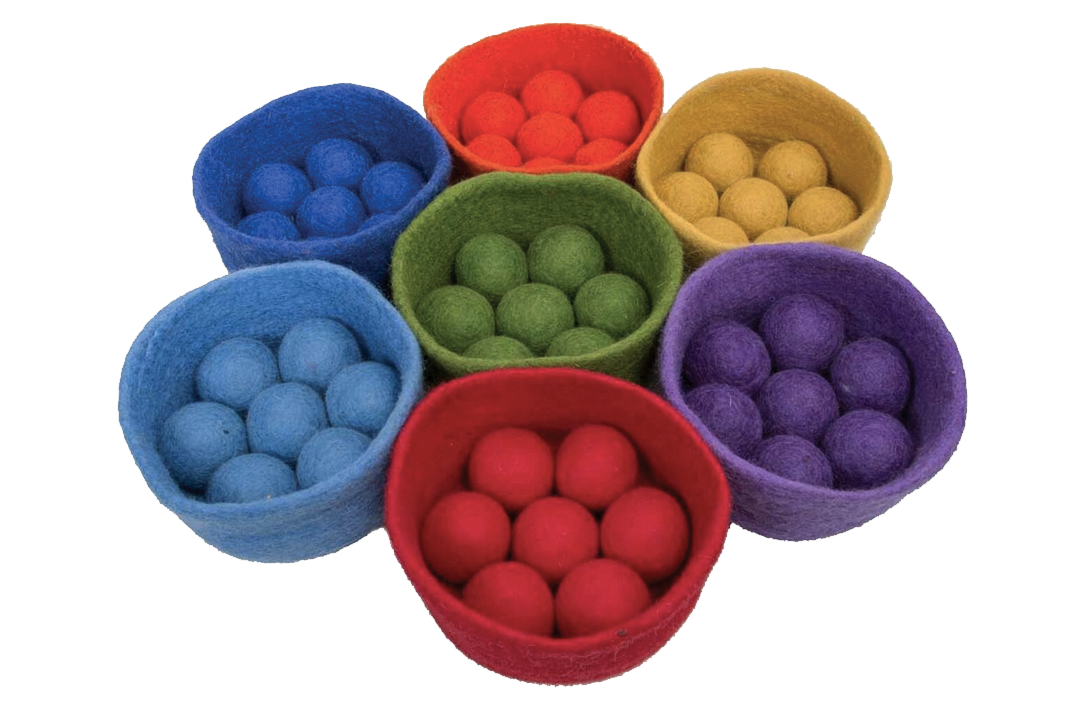 Felt Balls & Bowls Rainbow 56pc