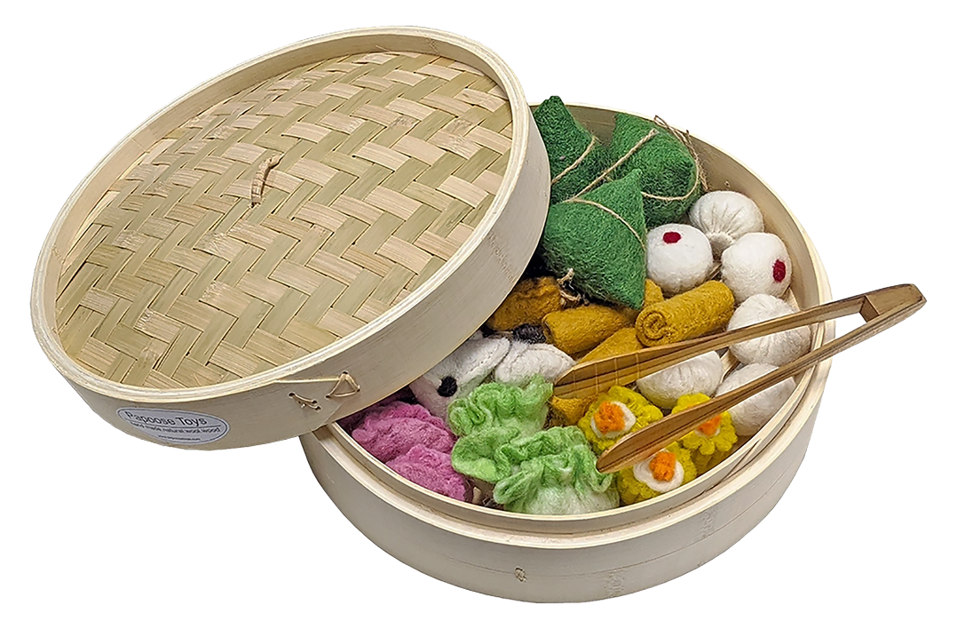 Yum Cha Set in Bamboo Steamer