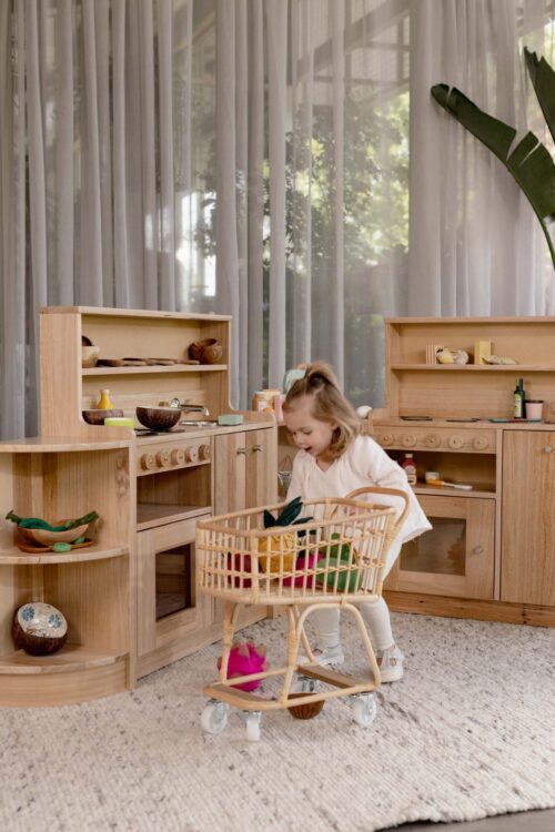 Children’s Rattan Shopping Trolley