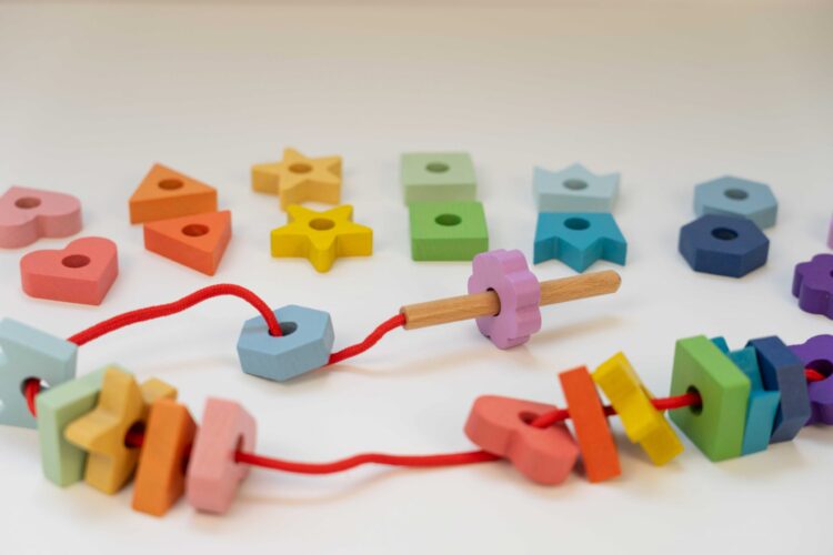 Rainbow Wooden Lacing Shapes