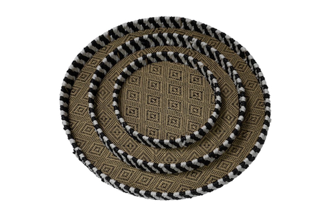 Woven Trays 3pc Black/White