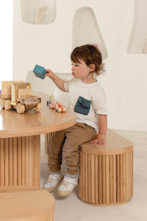 Oak Fluted Oval Table & Bench Set