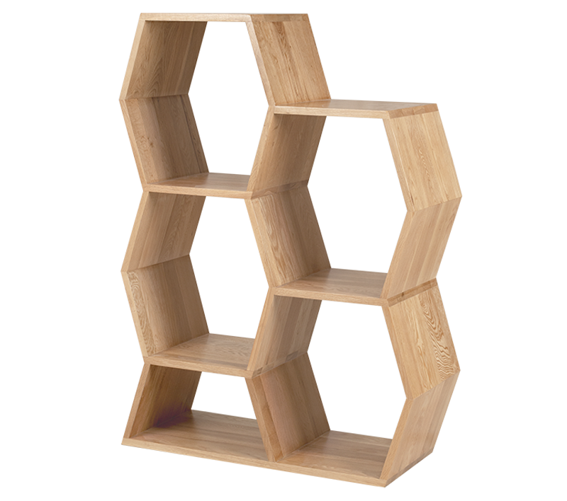 Oak Tall Honeycomb Display Shelf