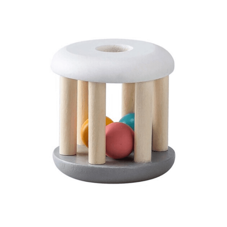 Wooden Rolling Rattle 6pc
