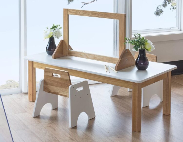 Oak Stackable Toddler Chair - White