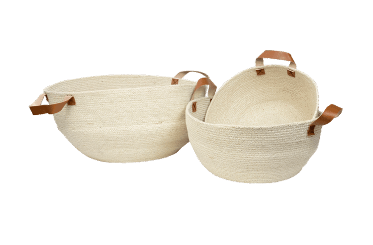 Bleached Jute Bowls White 3pc
